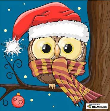 owl with a Santa hat